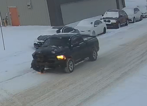 Edmonton police show photos of pickup truck believed to be involved in multi-vehicle hit and run on Tuesday.