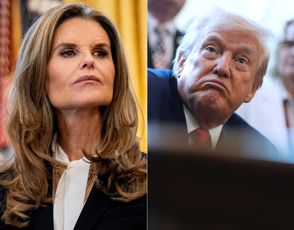 File - Maria Shriver appears in the Oval Office of the White House, Monday, Nov. 13, 2023, in Washington. President Donald Trump speaks to reporters after signing an executive order reclassifying marijuana as a less dangerous drug in the Oval Office of the White House, Thursday, Dec. 18, 2025.