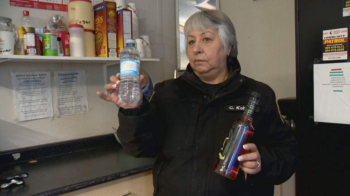 Kobliski says bootleggers often dilute alcohol with water before selling it at a higher price in the community. They also smuggle vodka in water bottles through the checkstop.