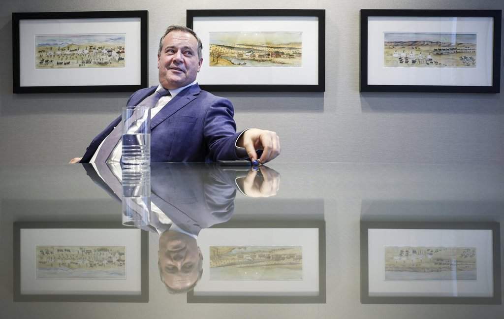 Former Alberta premier Jason Kenney speaks during an interview in Calgary, Thursday, Sept. 11, 2025. THE CANADIAN PRESS/Jeff McIntosh.
