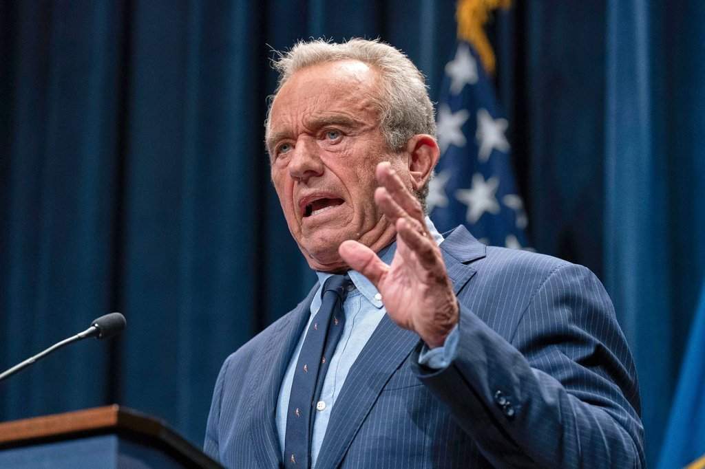 FILE - Health and Human Services Secretary Robert F. Kennedy Jr. speaks during a news conference on the Autism report by the CDC at the Hubert Humphrey Building Auditorium in Washington, April 16, 2025. (AP Photo/Jose Luis Magana, file).