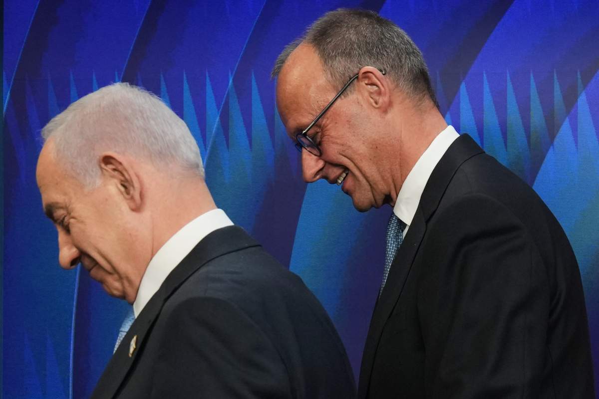 Israeli Prime Minister Benjamin Netanyahu, left, and German Chancellor Friedrich Merz leave the podium following a joint press conference in Jerusalem Sunday, Dec. 7, 2025. 