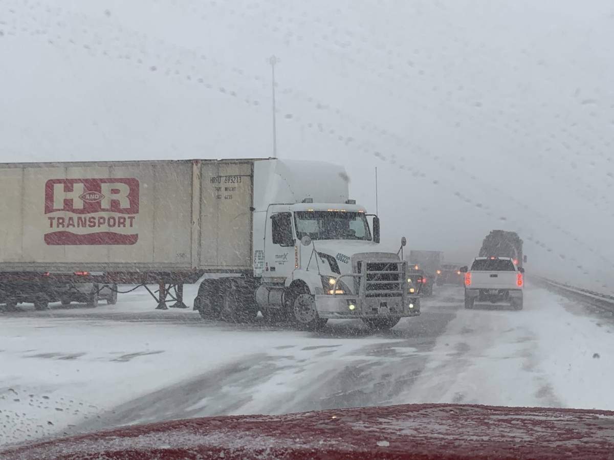 Numerous photos and videos posted to social media by motorists show many vehicles in the ditch and several crashes involving multiple vehicles.