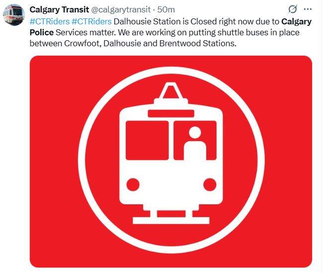 Calgary police have shut down the Dalhousie LRT station and are asking the public to avoid the area while they investigate and officer-involved shooting.