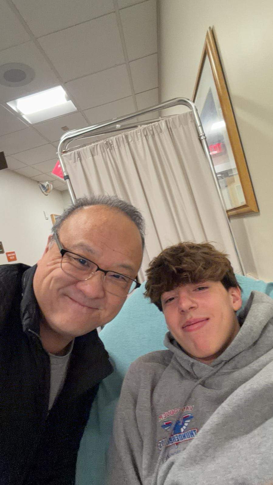 Dr. Graham Wong and Luke Susi in the hospital. Wong said the staff was fantastic.