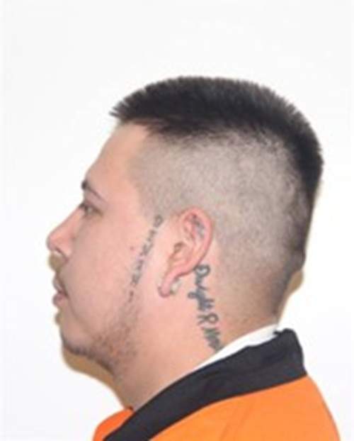 Nicholas Travis Morin, 29, is five feet, nine inches tall, 240 lbs., with brown eyes and black hair. He has multiple tattoos, including a rose above his right eyebrow.