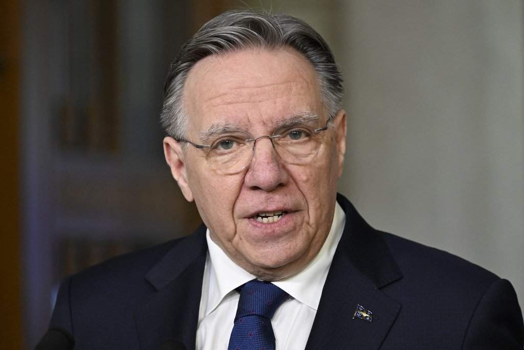Quebec Premier François Legault announces his resignation during a news conference in Quebec City Wednesday, Jan. 14, 2026.