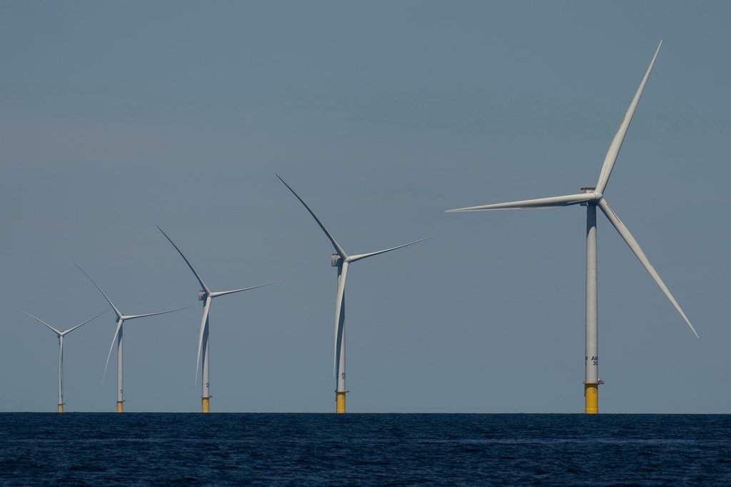 FILE - Wind turbines operate at Vineyard Wind 1 offshore wind farm off the coast of Massachusetts, July 19, 2025. (AP Photo/Carolyn Kaster, File).