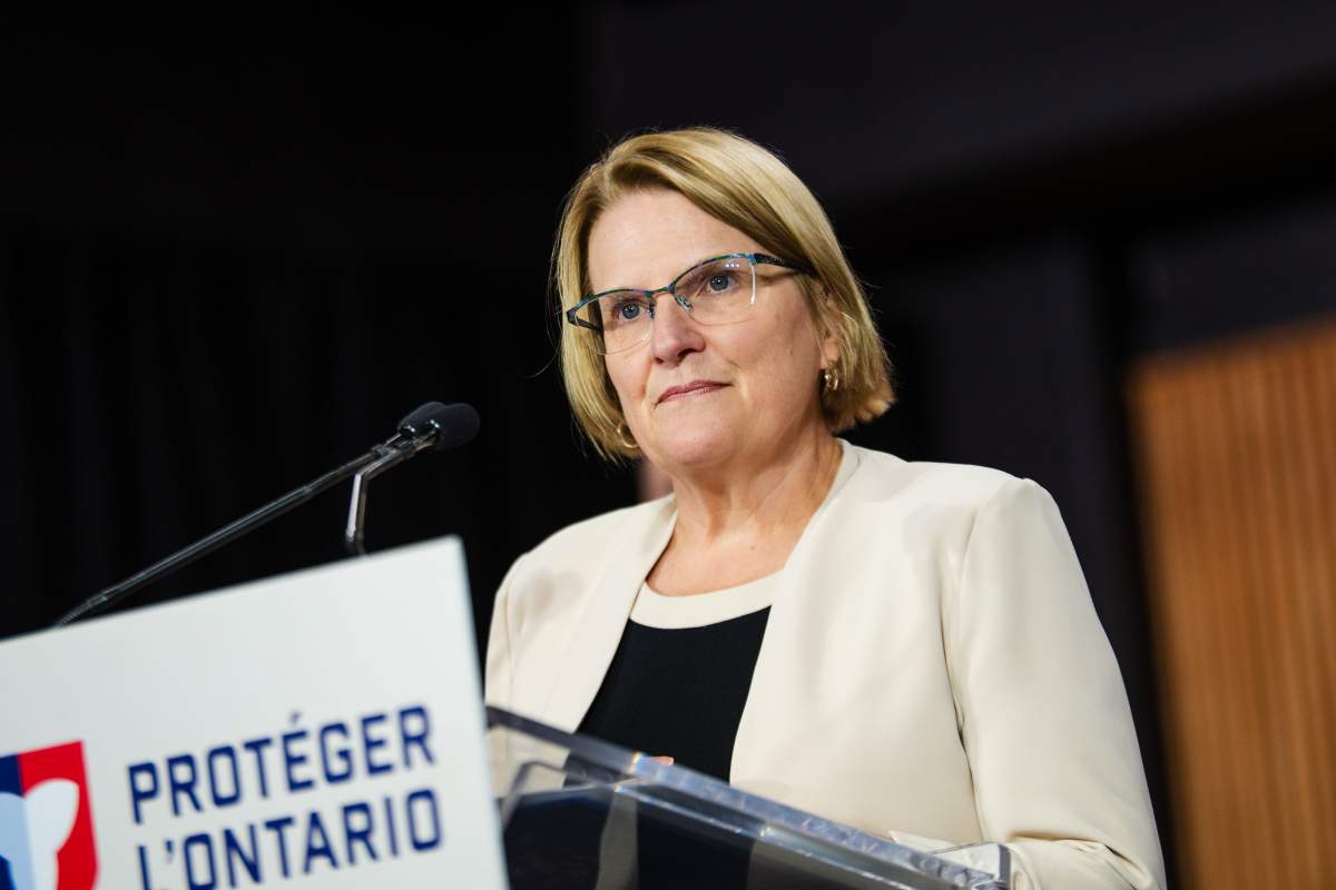 Ontario Health Minister Sylvia Jones speaks at a press conference at Queen’s Park in Toronto, on Oct. 20, 2025.