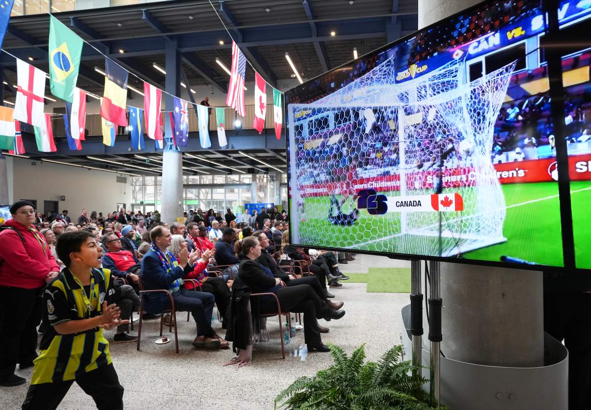 Canada's group B is picked as the City of Toronto has a watch party during the FIFA World Cup group draws in Toronto on Friday, December 5, 2025. 