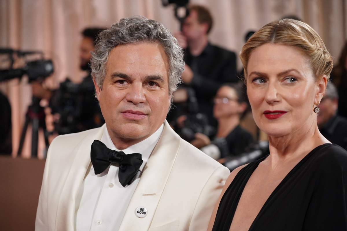 Mark Ruffalo, left, and Sunrise Coigney arrive at the 83rd Golden Globes on Sunday, Jan. 11, 2026, at the Beverly Hilton in Beverly Hills, Calif.