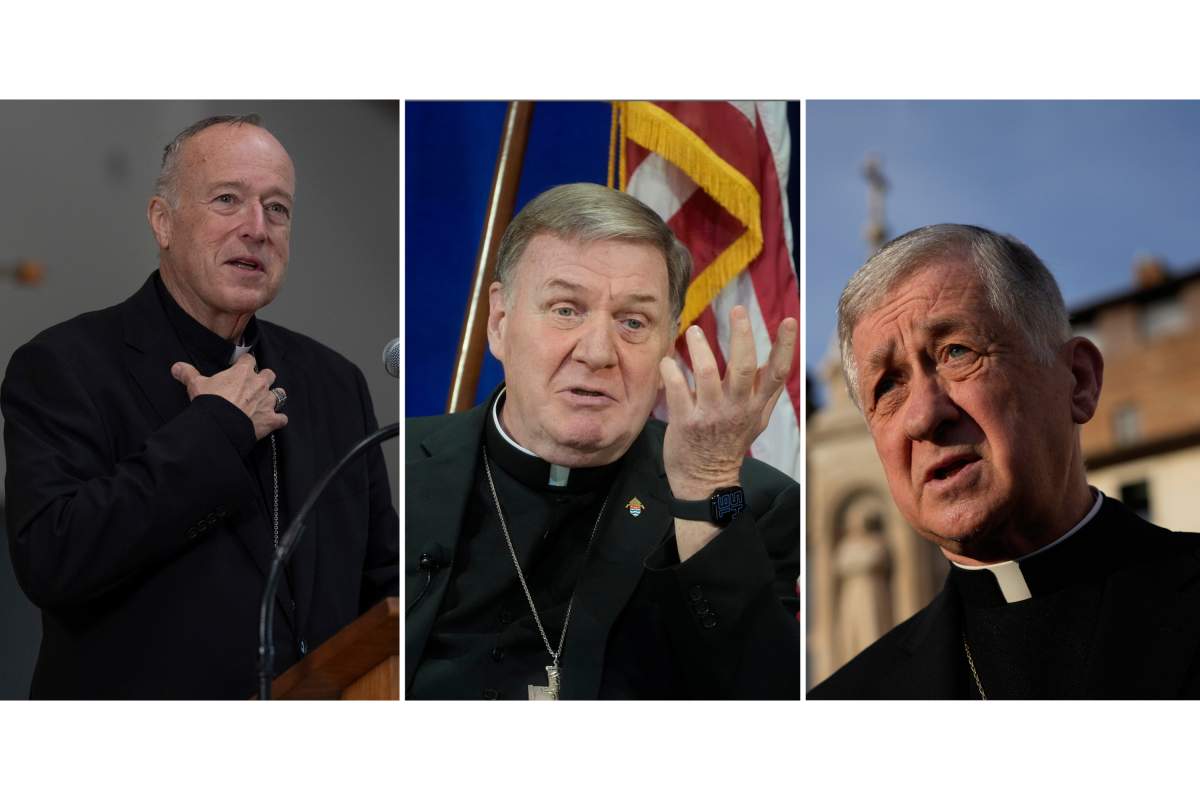 This combo shows, from left, cardinal Robert McElroy, cardinal Joseph Tobin and cardinal Blase Cupich. (AP Photo/File).