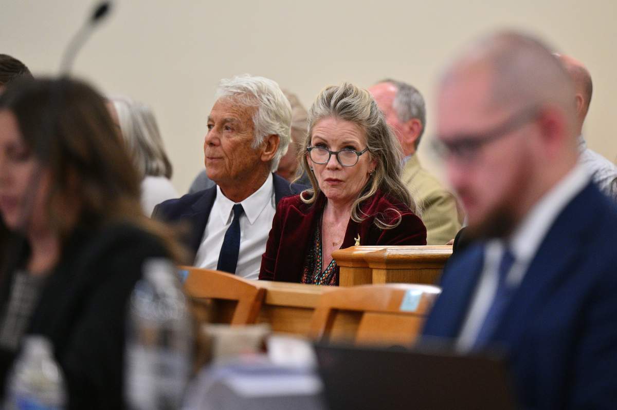 Melissa Gilbert, wife of director and actor Timothy Busfield, attends his hearing in the Second District Judicial Court at the Bernalillo County Courthouse Tuesday, Jan. 20, 2026, in Albuquerque, N.M.