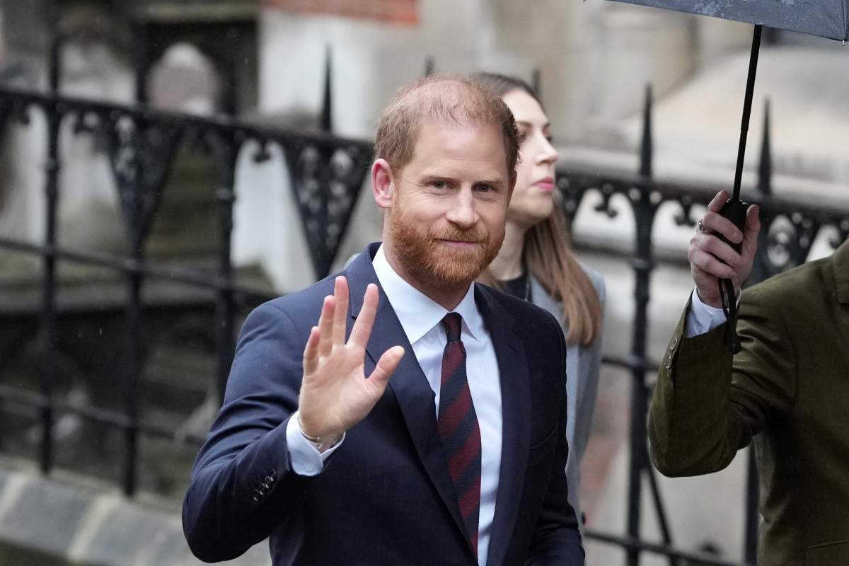 Britain's Prince Harry arrives at London's High Court to lead a group, including Elton John and Elizabeth Hurley, accusing the Daily Mail's publisher of privacy invasion through unlawful tactics in a trial that is part of a wider phone hacking scandal in London, Wednesday, Jan. 21, 2026.