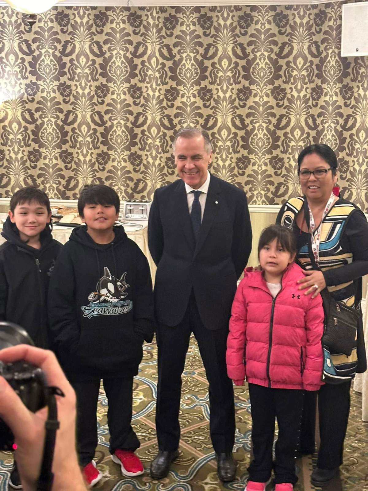 Nate, Noah and Emily Bruce were able to meet with Prime Minister Mark Carney in Prince Rupert this week.