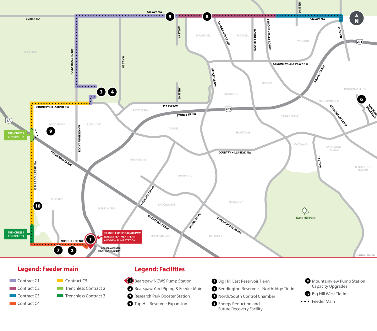 A map showing where the north run of the Bearspaw feeder main is expected to go