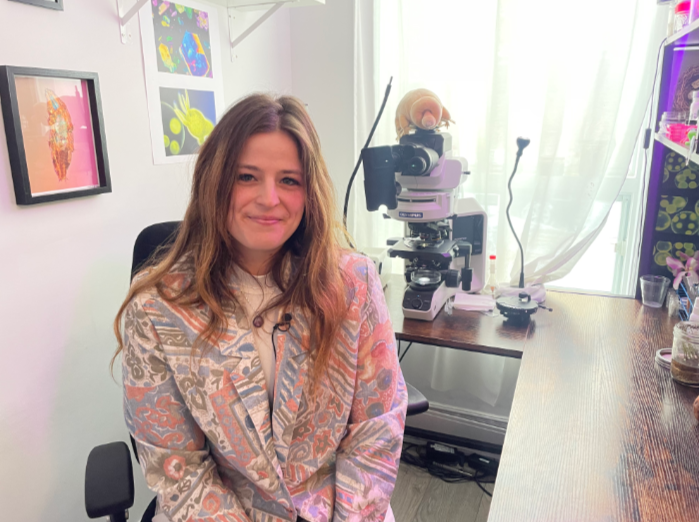 Chloé Savard in her small lab at her Montreal home.