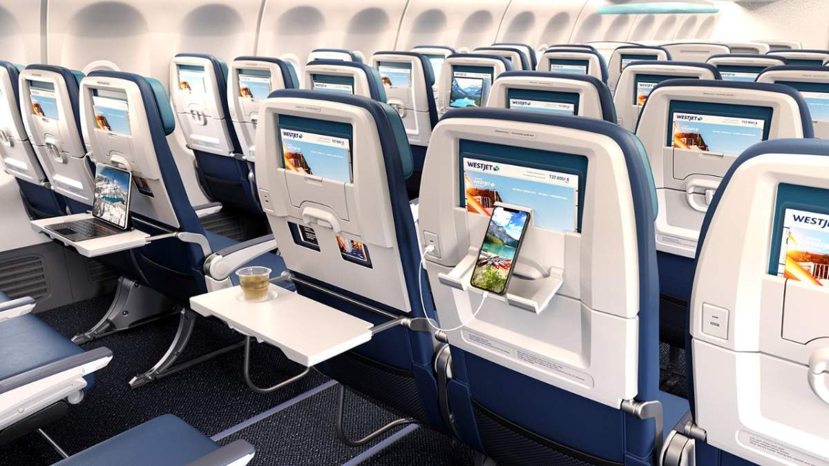 WestJet artist rendering of the renovations to add more seating to its Boeing 737-8 MAX and 737-800 aircrafts.
