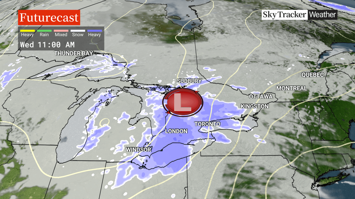 An Alberta clipper system is expected to move into Ontario on Wednesday, though it will be short-lived.