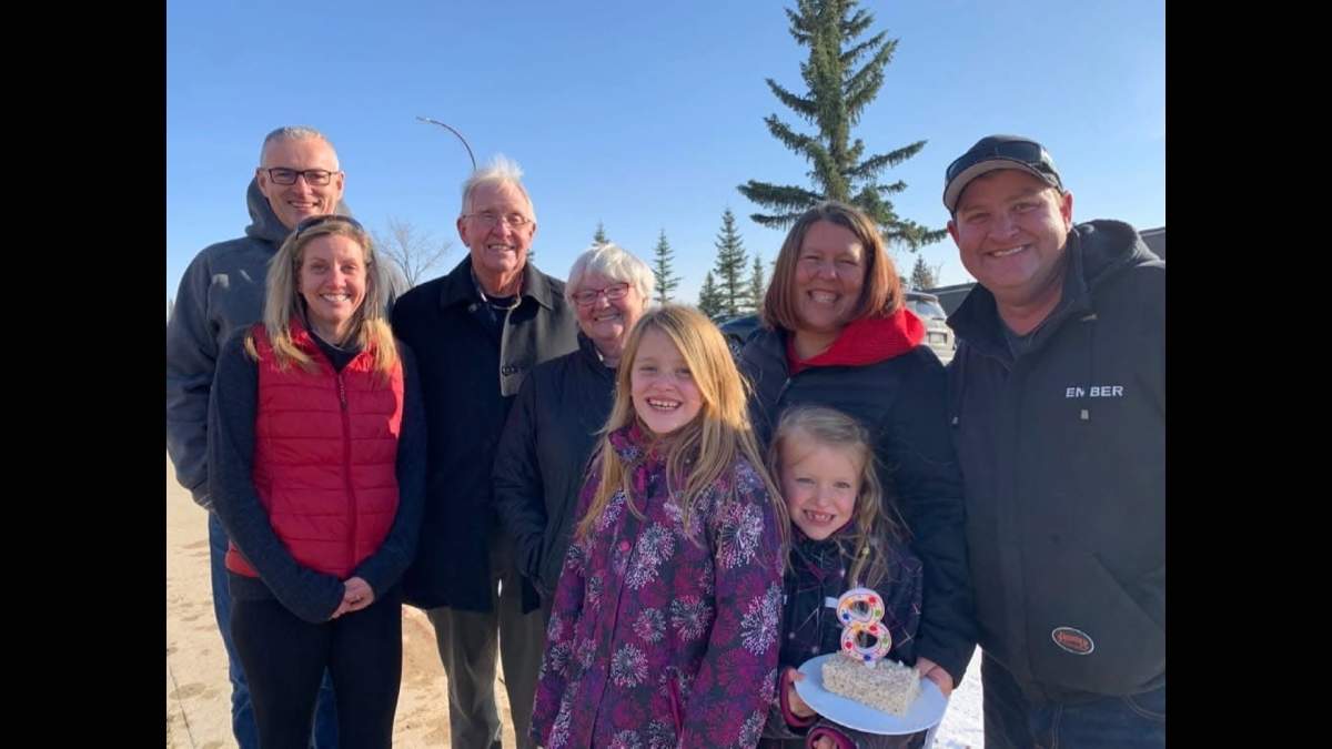 74-year-old Anna Thompson (centre) seen here with her family, passed away on December 16.