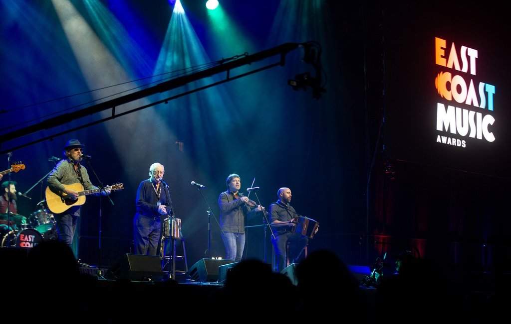 Shanneyganock with Bud Davidge perform at the East Coast Music Awards gala in St. John's, N.L. on Thursday, May 8, 2025.  THE CANADIAN PRESS/Paul Daly.