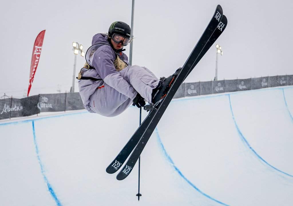 Canada's Cassie Sharpe competes during the women's World Cup freeski halfpipe event in Calgary, on Saturday, Jan. 3, 2026.