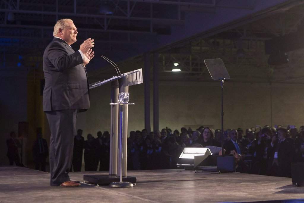 Ontario Premier Doug Ford addresses the Ontario PC Convention in Toronto, on Friday November 16 , 2018. 