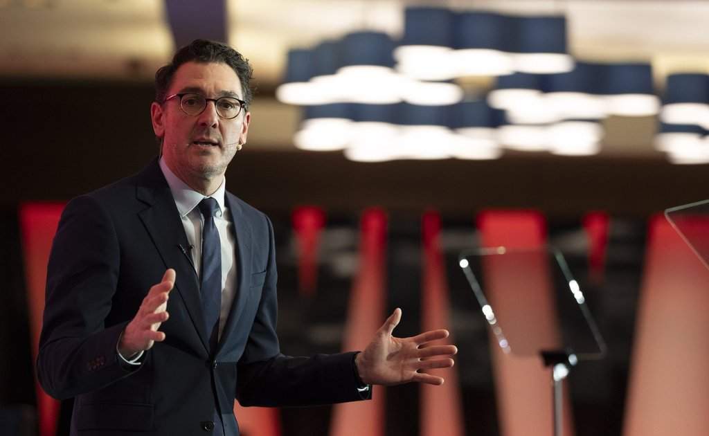 Martin Imbleau, CEO of Alto, speaks during a luncheon at Montreal’s chamber of commerce, on Tuesday, Jan. 13, 2026.