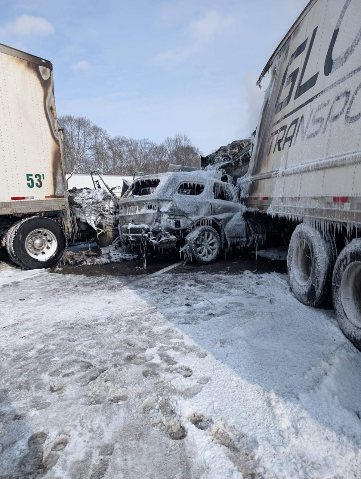 Several vehicles and trucks collided on a stretch of Highway 401 in Trenton, Ont. on Jan. 27.