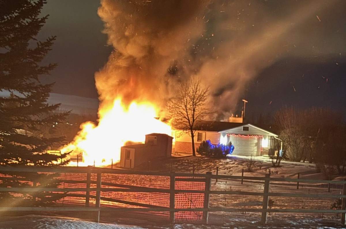 A home just east of Langdon, AB has been destroyed by a fire. 