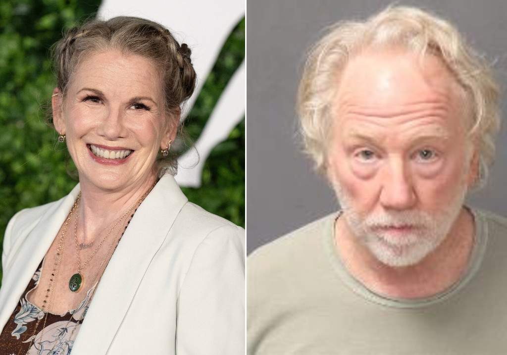 (L-R:) Melissa Gilbert attends a photocall during the 62nd Monte Carlo TV Festival on June 20, 2023, and Timothy Busfield seen in a mugshot photo.
