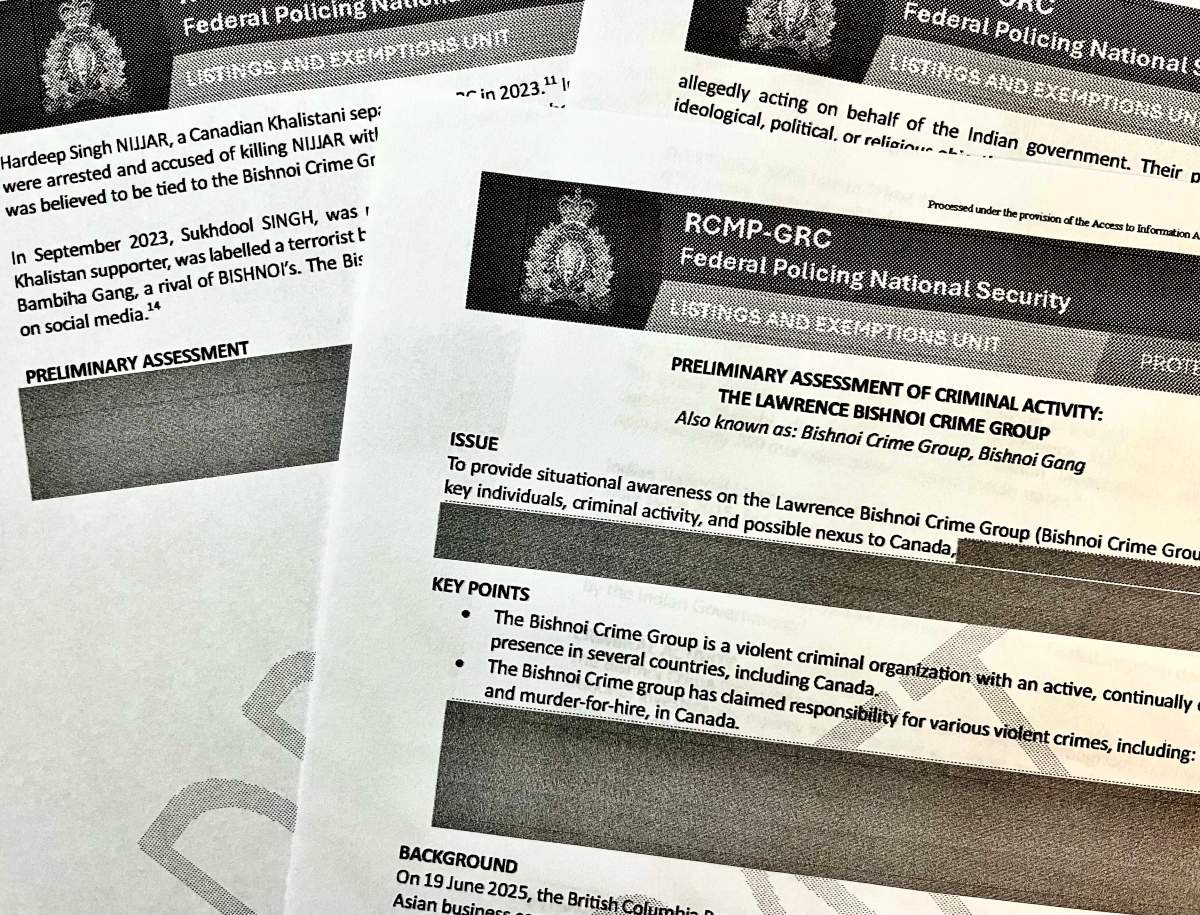 RCMP report on the Lawrence Bishnoi gang and its alleged ties to the government of India.