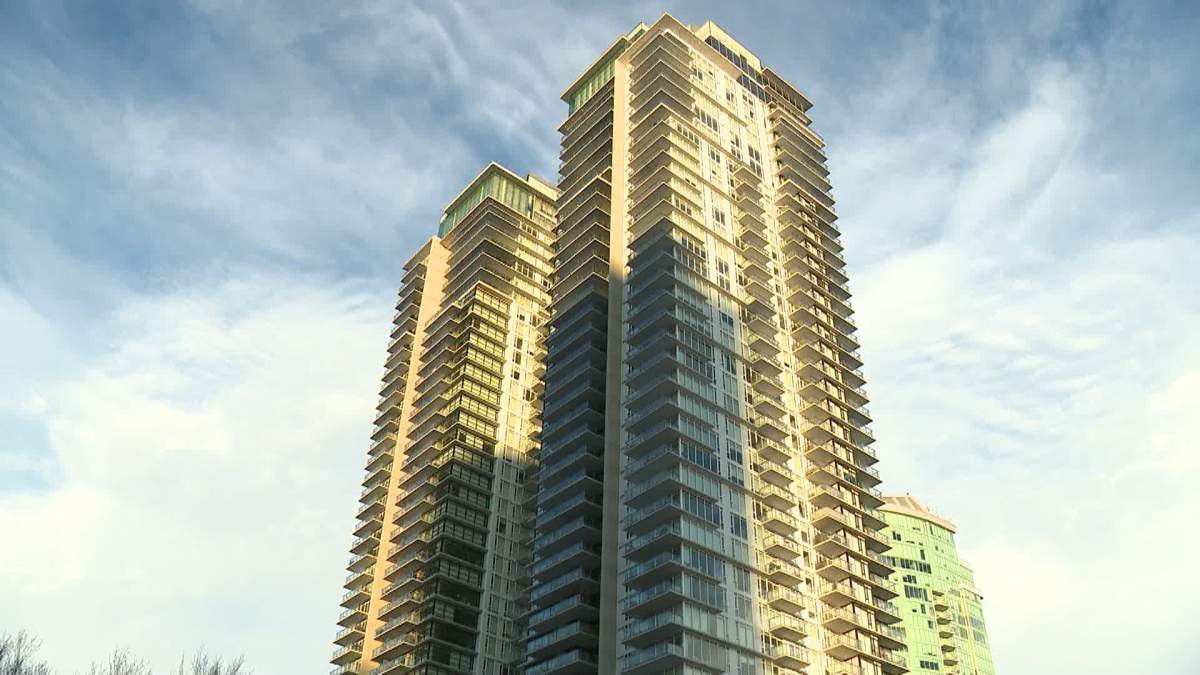 Using information from social media investigators were able to determine the video was shot on a balcony on the fourteenth floor of this building in the 1100 block of 3 Street southeast in Calgary.