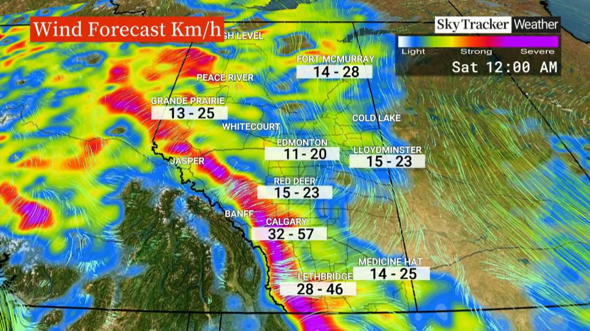 The unseasonably warm temperatures will also be accompanied by strong wind gusts that will drive mild Pacific air inland and down the eastern slopes of the Rocky Mountains creating Chinook-like conditions.