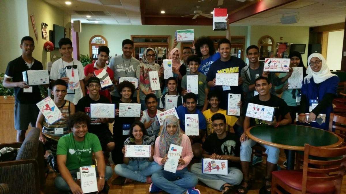 Undated photo of Ahmed Ali with his fellow high school exchange students from Yemen in 2014.