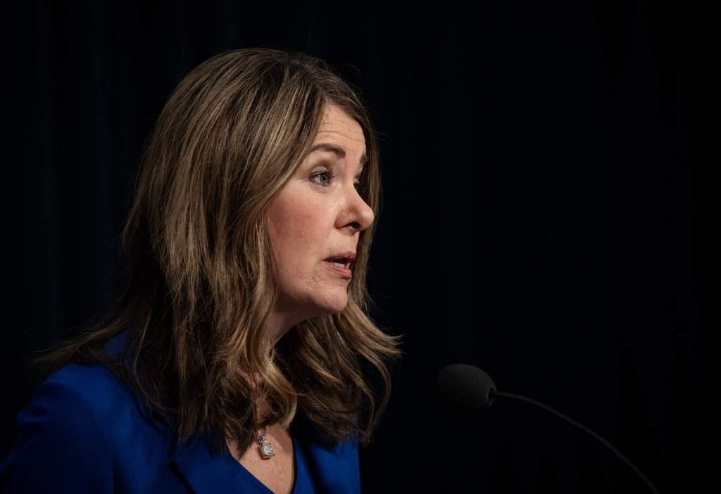 Alberta Premier Danielle Smith answers questions at a news conference in Calgary, on Friday, Feb. 20, 2026. THE CANADIAN PRESS/Todd Korol.