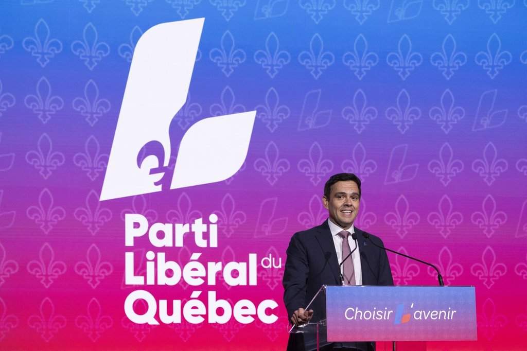 Quebec Liberal Party leadership candidate Charles Milliard gives a speech at the Quebec Liberal Party leadership conference in Quebec City, Saturday, June 14, 2025. 