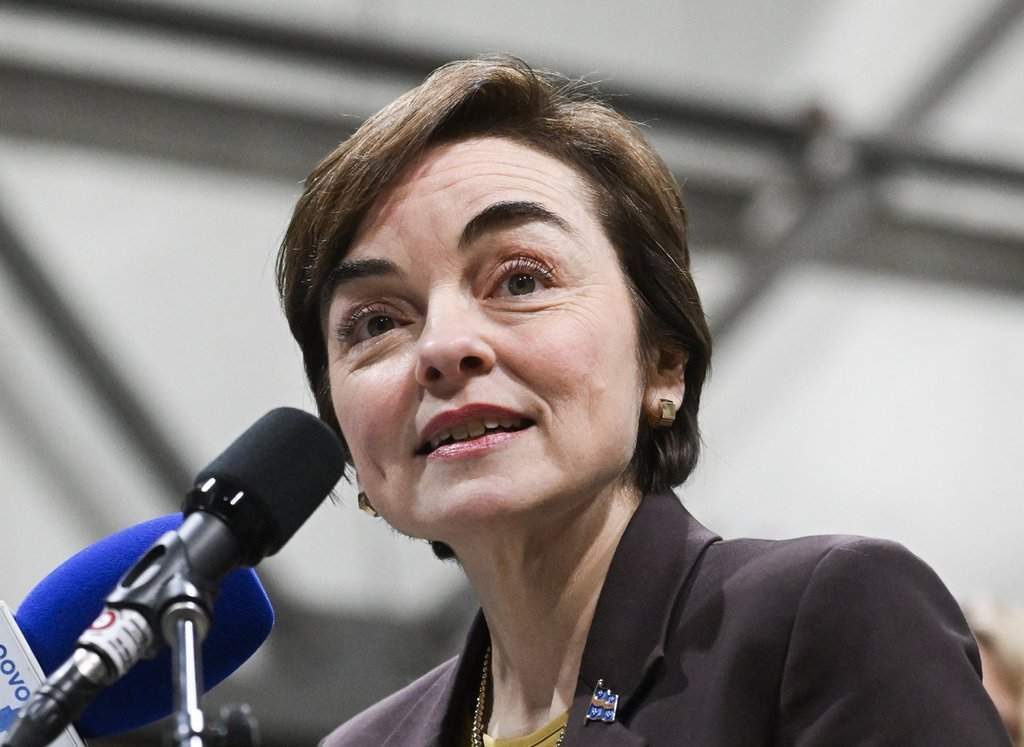 Christine Fréchette speaks at a press briefing in Trois-Rivières on Sunday, Jan. 25, 2026. LA PRESSE CANADIENNE/Graham Hughes.