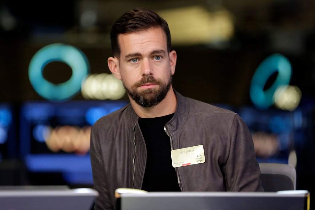 File- This photo taken Nov. 19, 2015, shows Square CEO Jack Dorsey being interviewed on the floor of the New York Stock Exchange. (AP Photo/Richard Drew, File).