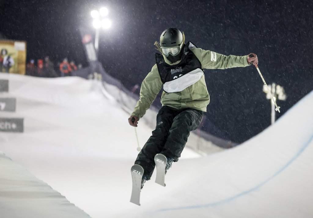 Canada's Rachael Karker competes during the women's World Cup freeski halfpipe event in Calgary, Alta., Saturday, Feb. 15, 2025.THE CANADIAN PRESS/Jeff McIntosh.