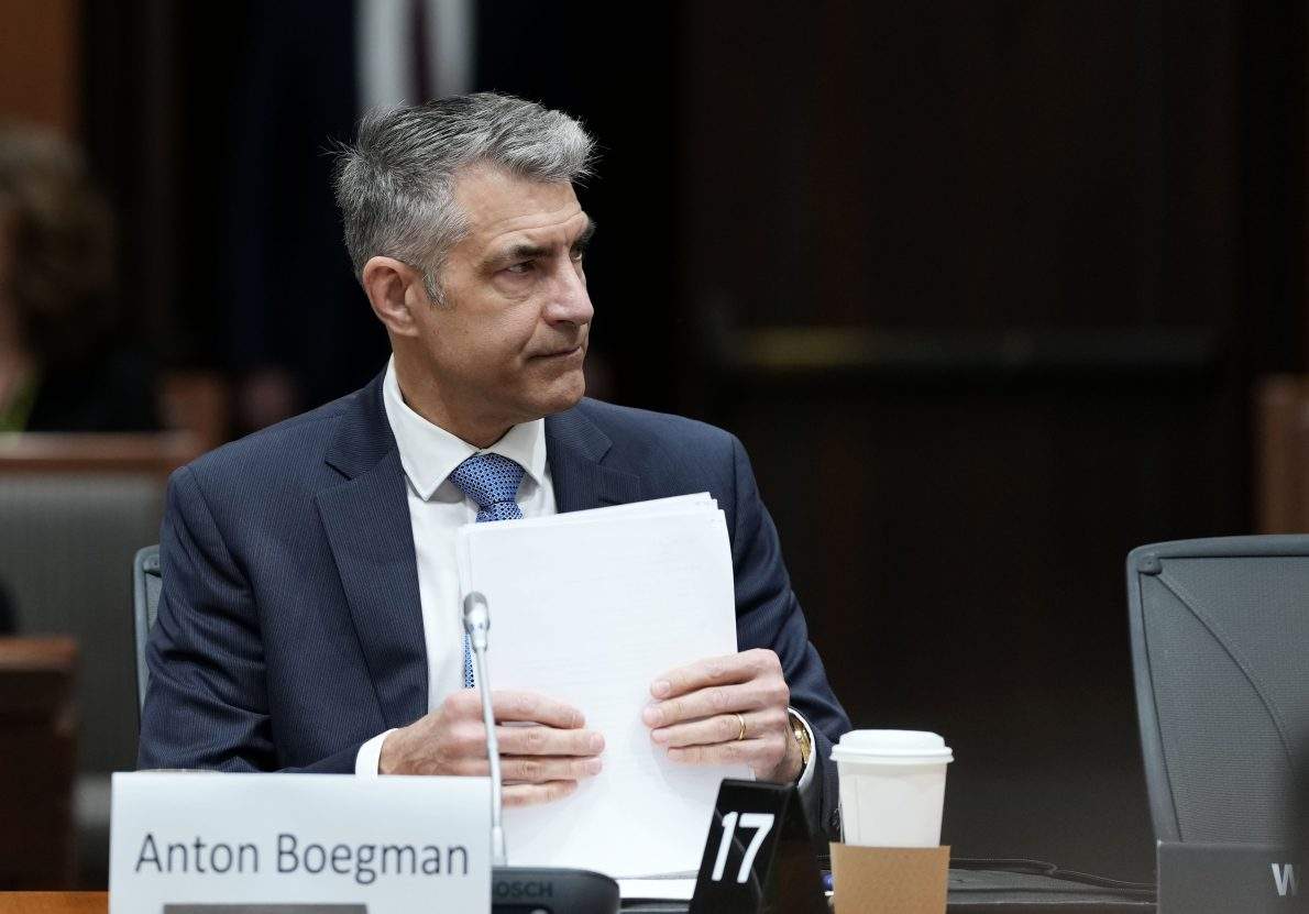 Anton Boegman, nominee for the position of Foreign Influence Transparency Commissioner, prepares to appear before the Standing Committee on Procedure and House Affairs (PROC), on Parliament Hill in Ottawa, on Thursday, Feb. 26, 2026. THE CANADIAN PRESS/Justin Tang.