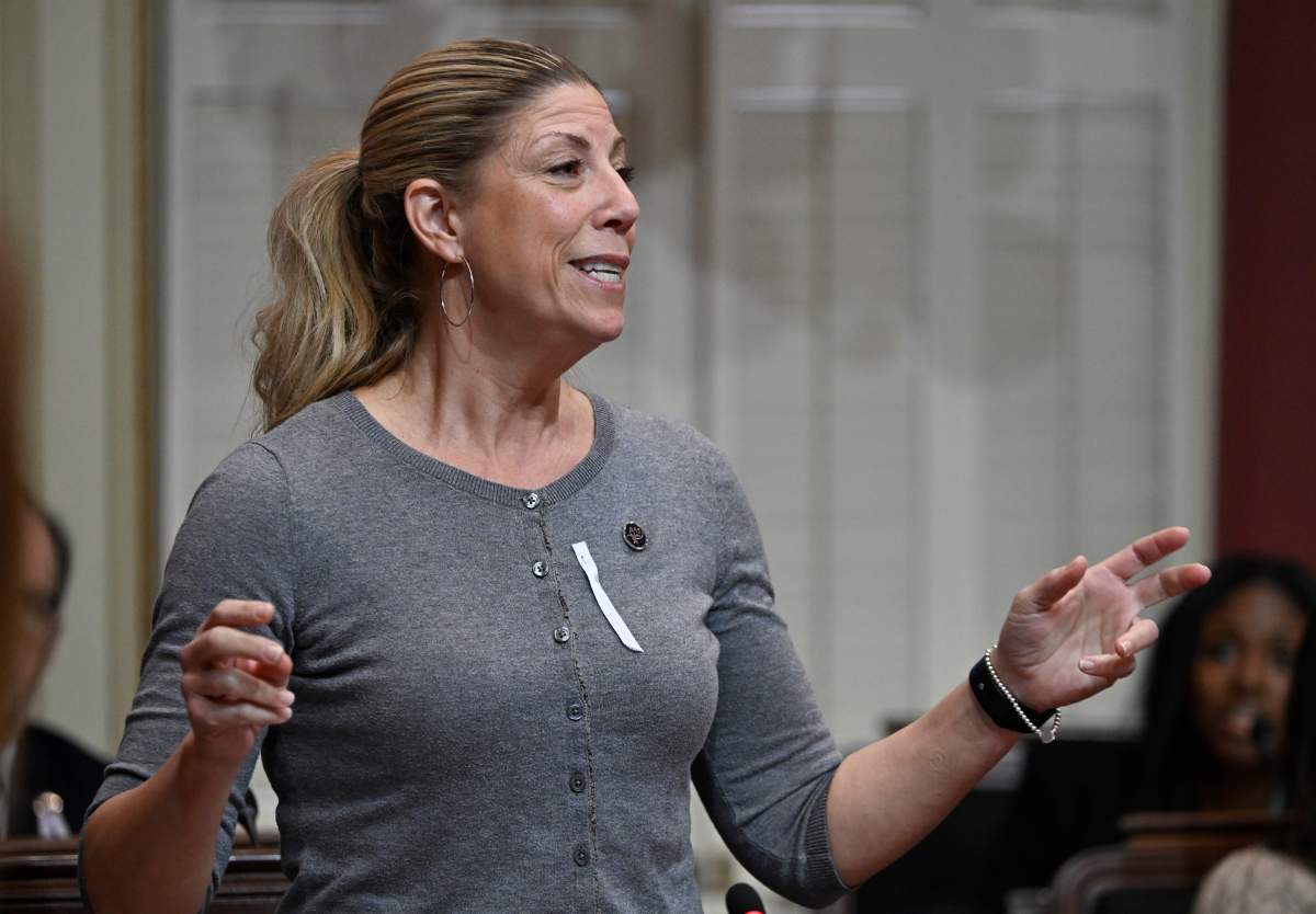 Quebec Liberal MNA Jennifer Maccarone questions the government during question period, Thursday, November 28, 2024 at the legislature in Quebec City.