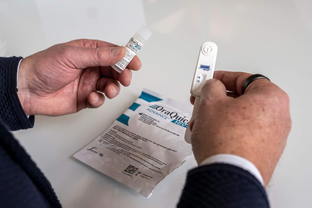 Doctor holding a new HIV self-test