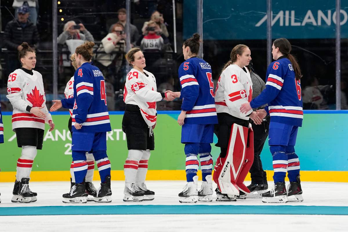 Handshakes between Canadian and U.S. players