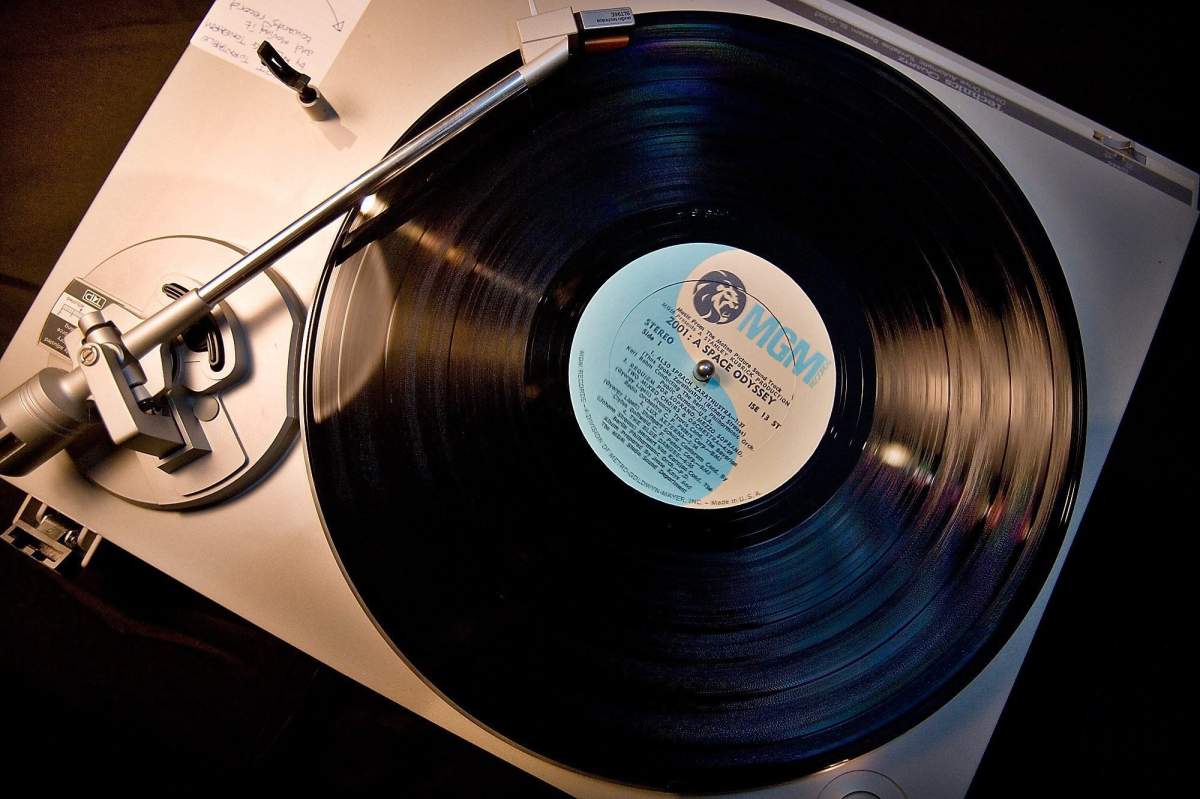 a record player playing a vinyl record