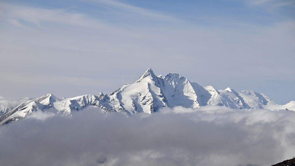 A photo taken on October 12, 2024 from the Sonnblick Observatory near Rauris, Austria, shows the Grossglockner, Austria's highest mountain, in the Hohe Tauern mountain range.