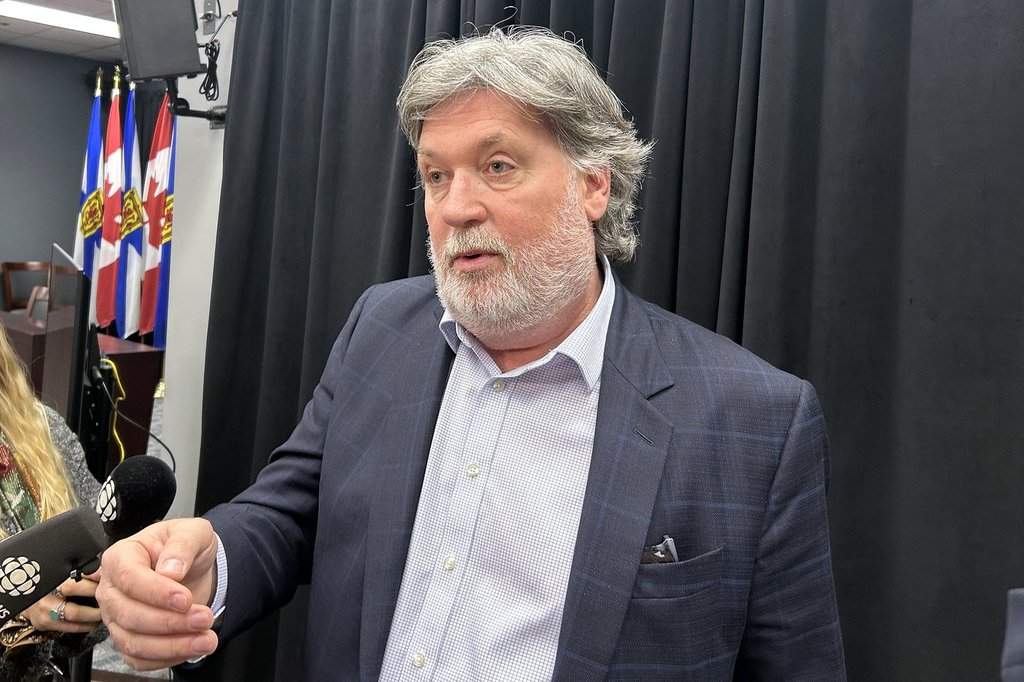 Peter Gregg, president and CEO of Nova Scotia Power, speaks to media in Halifax, Tuesday, Nov. 25, 2025. The utility says Vivek Sood will replace Gregg as CEO next month. THE CANADIAN PRESS/Emily Baron Cadloff.