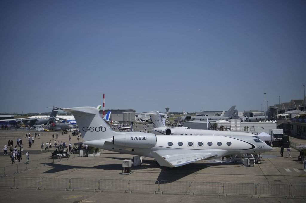 A Gulfstream G600 is presented at the Paris Air Show, Wednesday, June 18, 2025 in Le Bourget, north of Paris. (AP Photo/Thibault Camus).