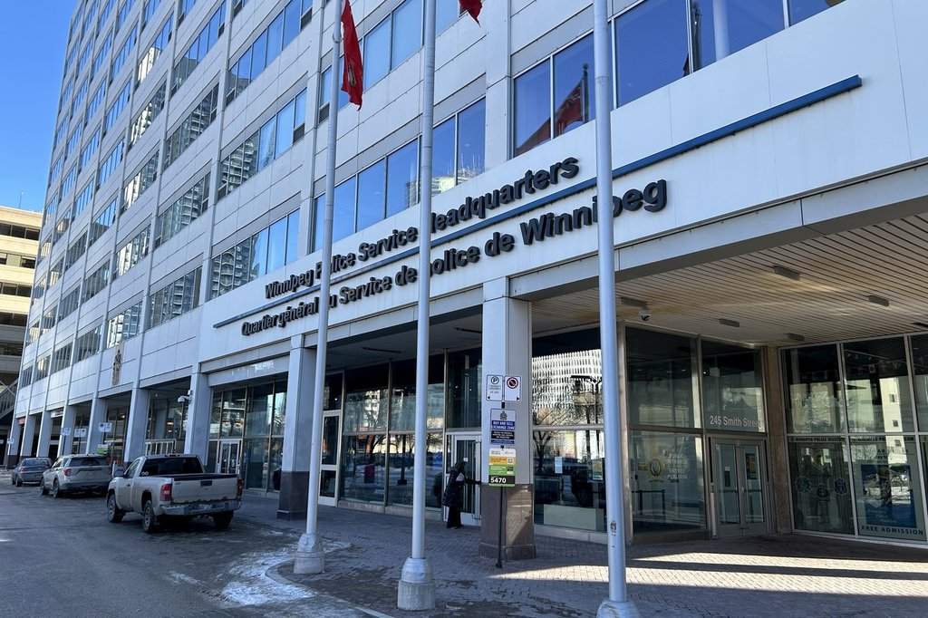 The Winnipeg Police Service headquarters is pictured on Feb. 9, 2026. THE CANADIAN PRESS/Giordano Ciampini.