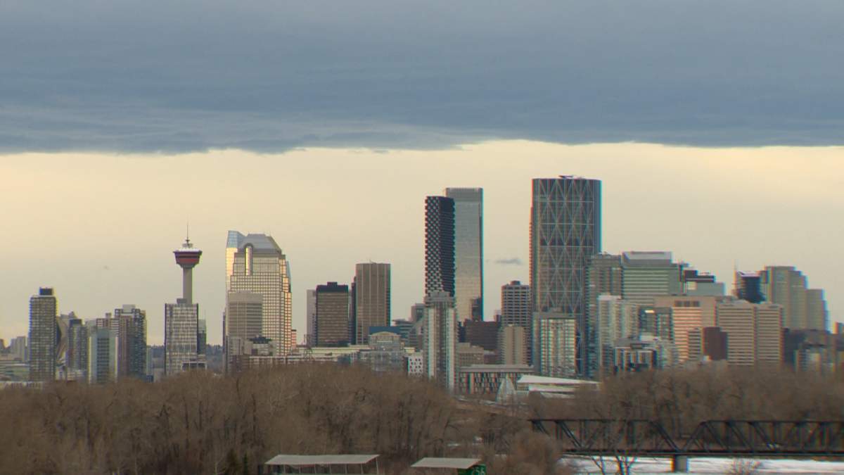 A chinook arch over downtown Calgary on Wednesday, created by warm winds blowing down the eastern slopes of the Rocky Mountains that can send temperatures in southern Alberta soaring.